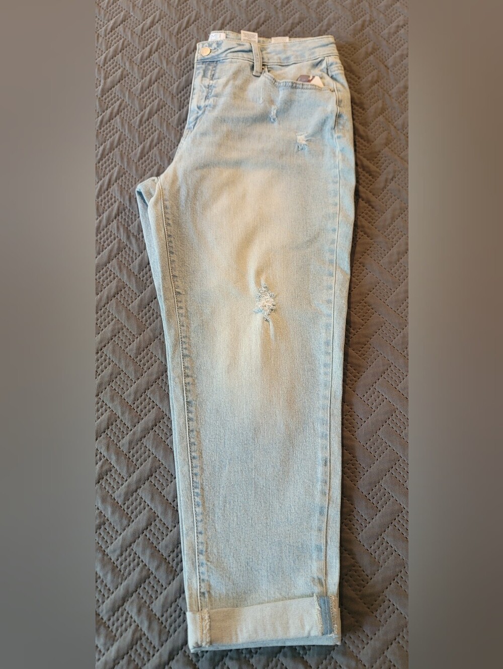Women's Mid-Rise Boyfriend Distressed Regular FIT Jeans, Size: 12